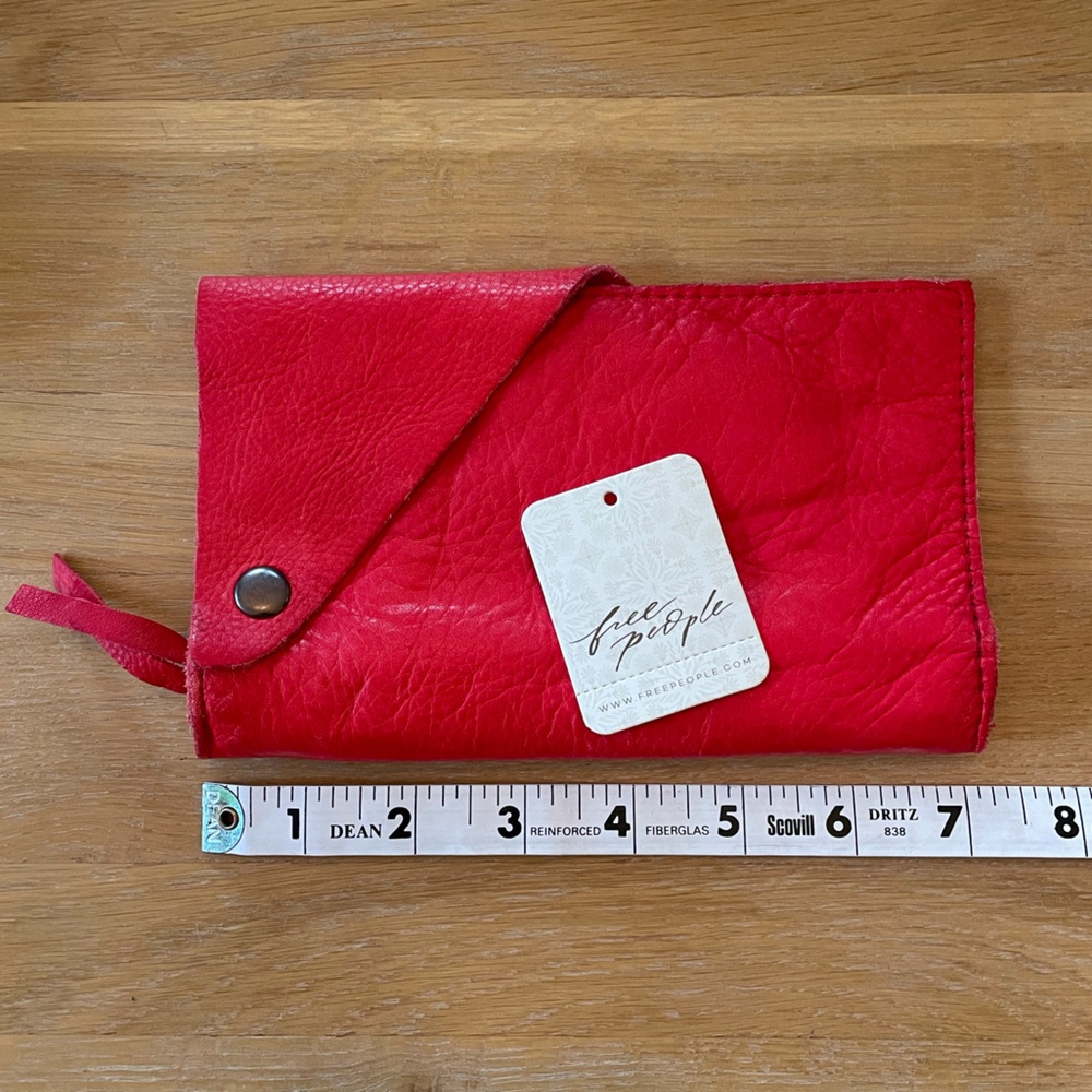 Free People leather snap wallet with inside zipper
